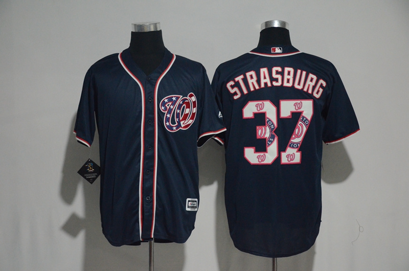 2017 MLB Washington Nationals #37 Strasburg Blue Fashion Edition Jerseys